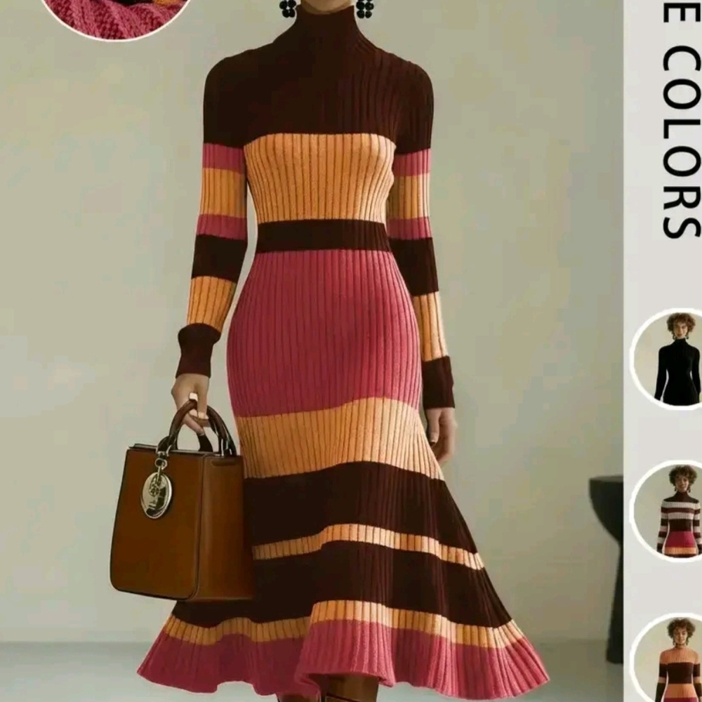 Striped Multicolor Knit Dress